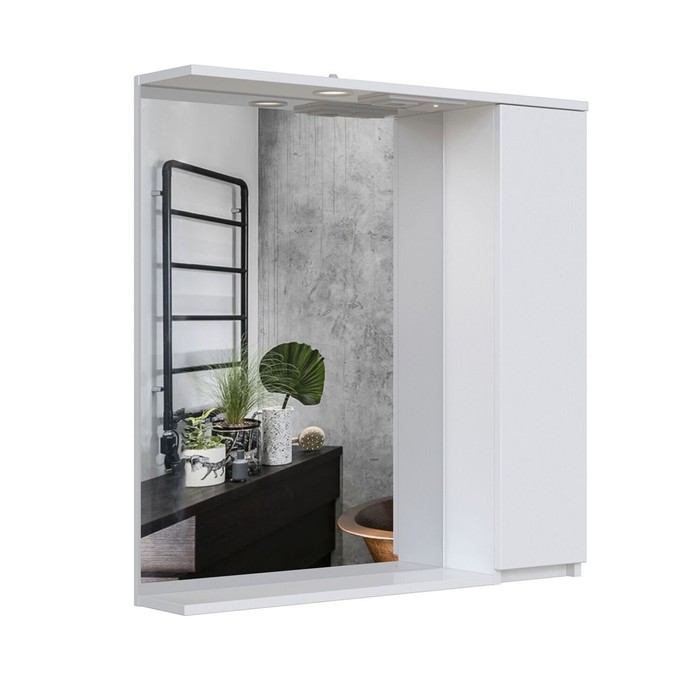 Шкаф-зеркало подвесной SanStar Квадро 80 белый мебель для ванной комнаты sanstar квадро 80 126 1 1 4 1 кфес