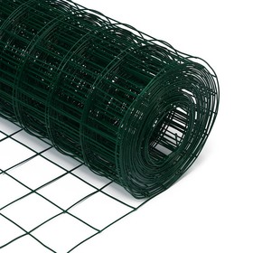 Сетка сварная с ПВХ покрытием 1 х 10 м, ячейка 50 х 50 мм, d=1 мм, металл, Greengo