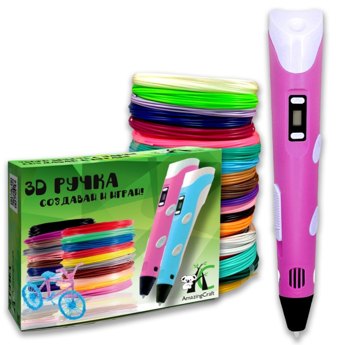 3D ручка AmazingCraft, набор ABS пластика 10 цветов по 10 м, цвет розовый