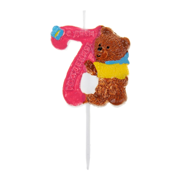 Свеча в торт "Мишка" цифра 7