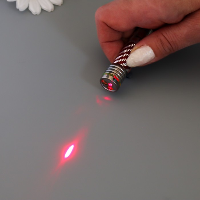 Фонарик+лазер на карабине + 2 режима "Указка, с рисунком" МИКС 7,5х1,5х1,5 см