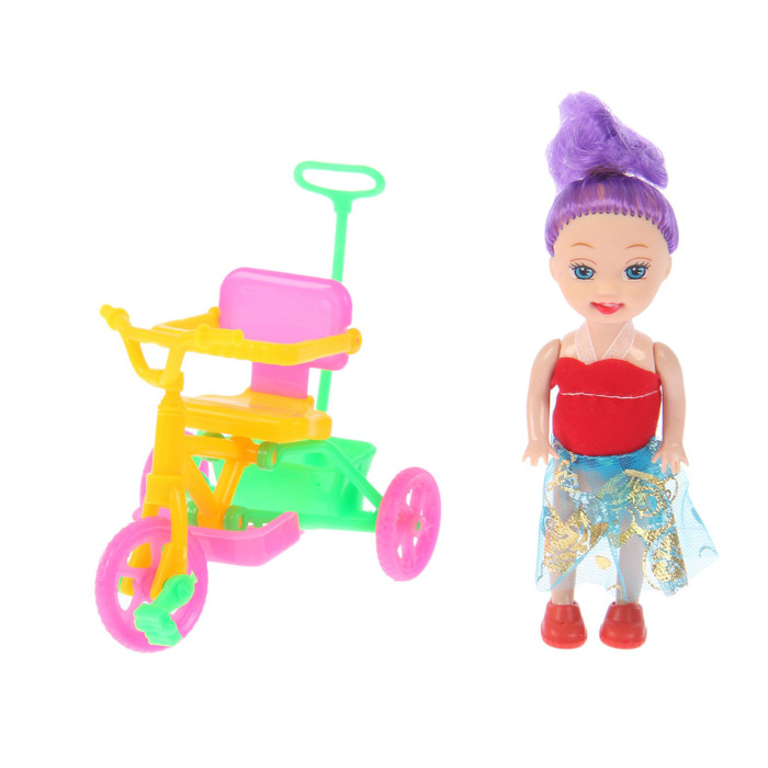 Кукла малышка "Валентина" на велосипеде, МИКС