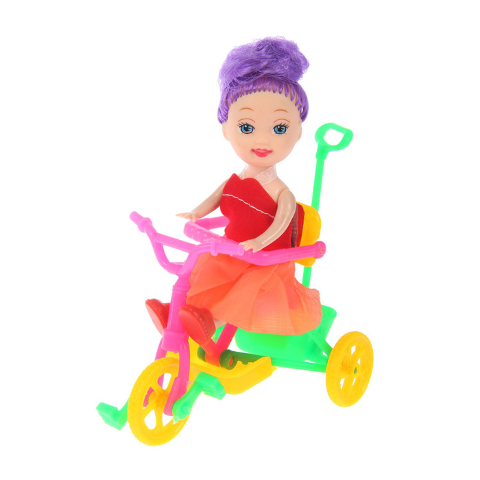 Кукла малышка "Валентина" на велосипеде, МИКС