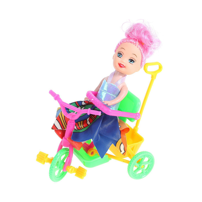 Кукла малышка "Валентина" на велосипеде, МИКС