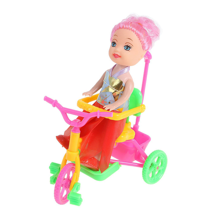 Кукла малышка "Валентина" на велосипеде, МИКС