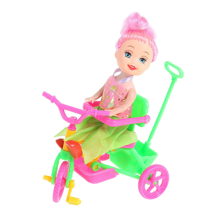 Кукла малышка "Валентина" на велосипеде, МИКС