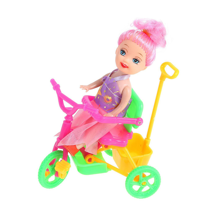 Кукла малышка "Валентина" на велосипеде, МИКС