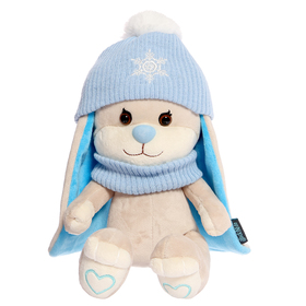 Мягкая игрушка «Зайчик в голубом шарфе и шапочке со снежинкой», 20 см
