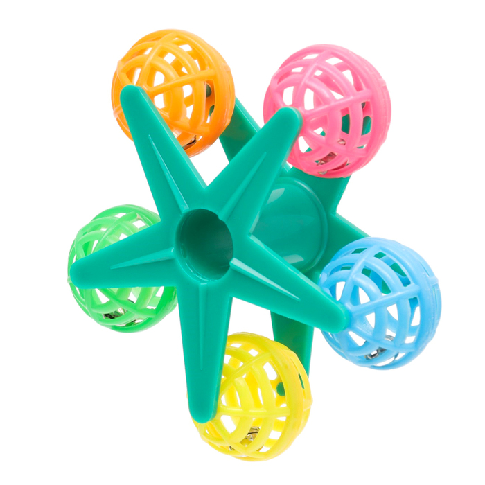 Игрушка для птиц "Карусель с шариками", 10 см (шарики по 3 см), микс цветов
