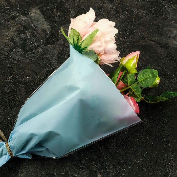 Пакет цветочный Конус, голубой, 28х9х44см±1см