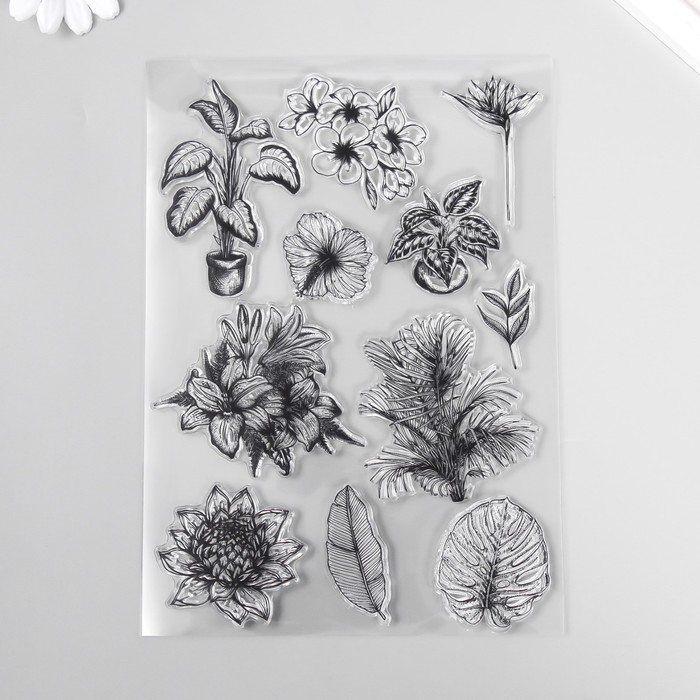 Штамп для творчества Домашние цветы 15х21х0,3 см