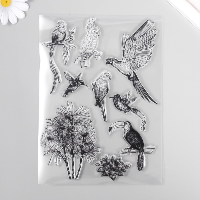 Штамп для творчества силикон "Тропические птицы" 15х21х0,3 см