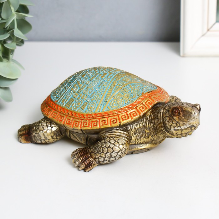 Сувенир полистоун Черепаха сухопутнаяузоры на цветном панцире 10,5х10,5х5,5 см игрушка сухопутная черепаха фигурка животные рептилии