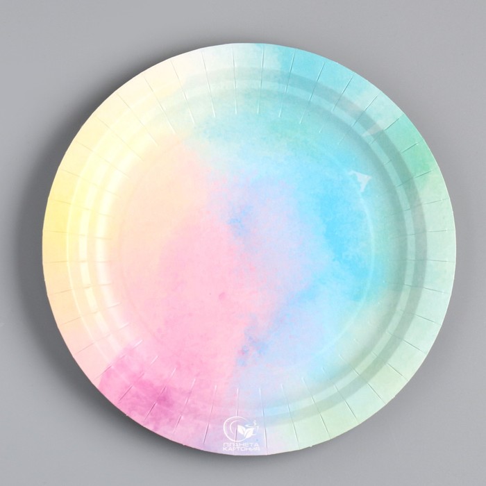 Тарелка одноразовая Радуга ламинированная, картон, 18 см тарелка одноразовая радуга ламинированная картон 18 см