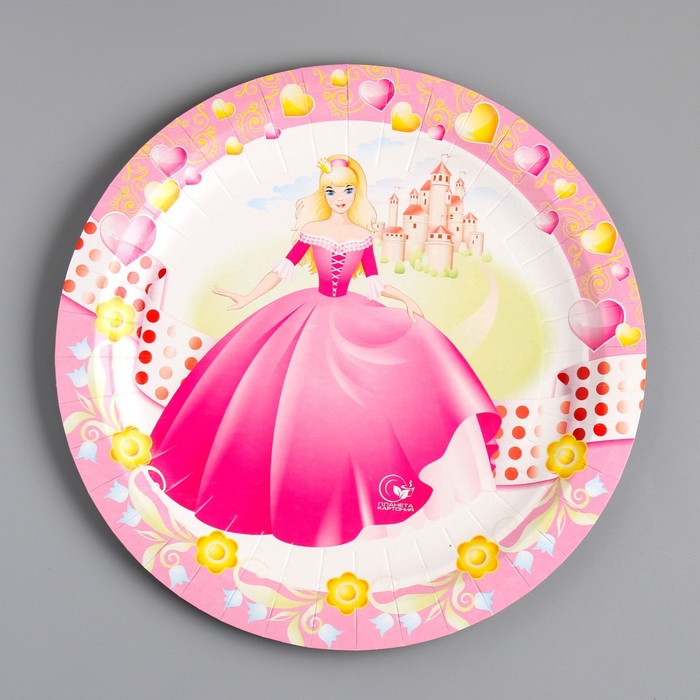 Тарелка одноразовая Принцесса ламинированная, картон, 18 см тарелка одноразовая красная ламинированная картон 18 см