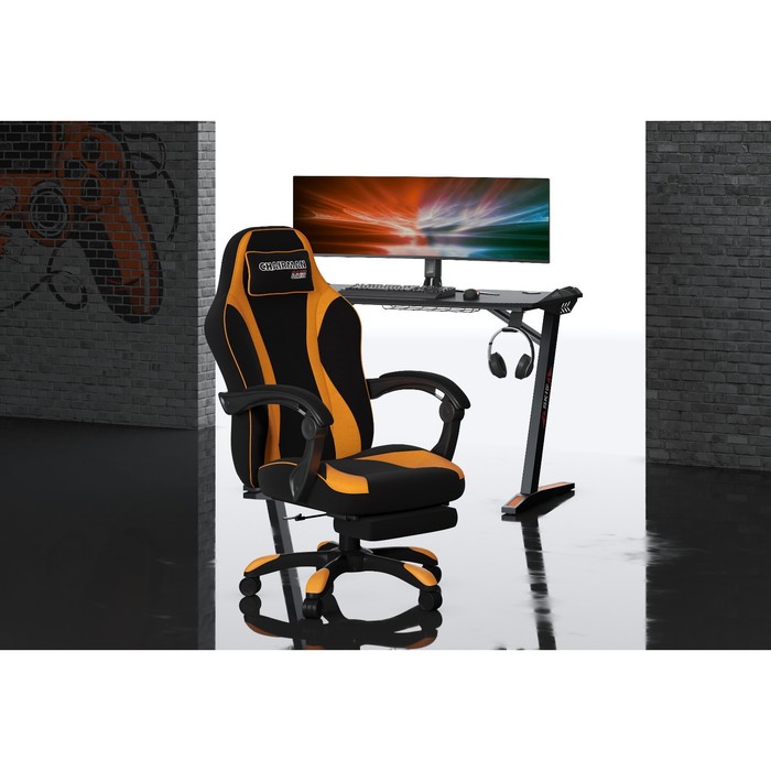 Кресло игровое Chairman game 35 ткань, черно-оранжевое