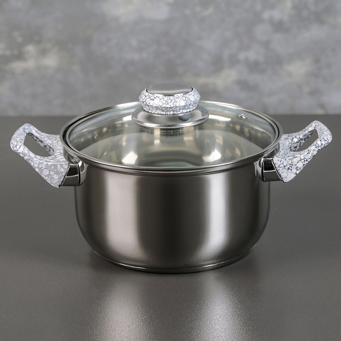 Кастрюля 1,5 л "Мрамор", с крышкой