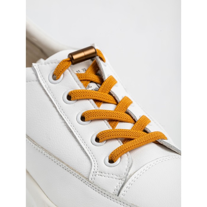 шнурки для обуви salton эластичные с фиксатором белые Шнурки BRAUS эластичные с фиксатором, горчичные
