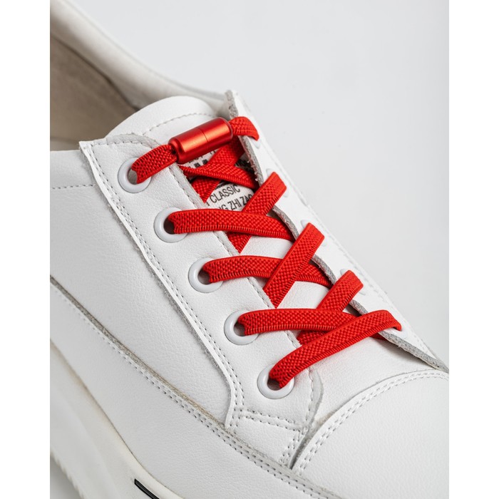 шнурки для обуви salton эластичные с фиксатором белые Шнурки BRAUS эластичные с фиксатором, красные