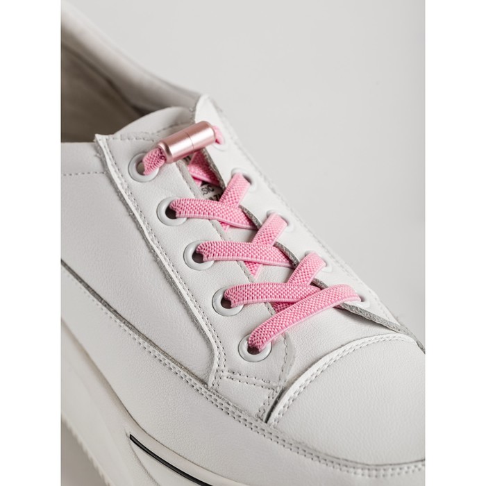 шнурки для обуви salton эластичные с фиксатором белые Шнурки BRAUS эластичные с фиксатором, розовые