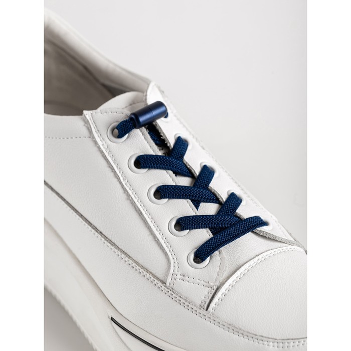 шнурки braus эластичные белые 100 см Шнурки BRAUS эластичные с фиксатором, тёмно-синие