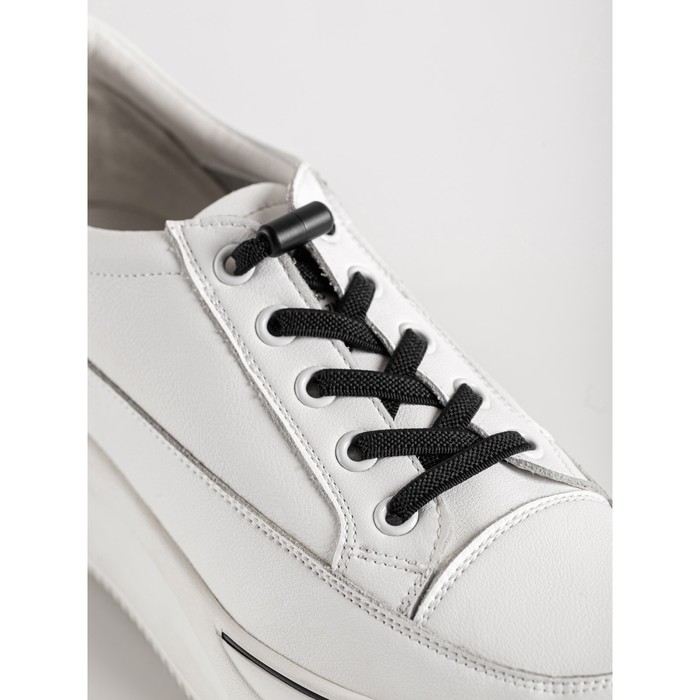 шнурки для обуви salton эластичные с фиксатором белые Шнурки BRAUS эластичные с фиксатором, чёрные