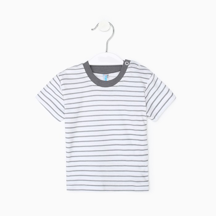 Футболка для мальчика, цвет серый/полоска, рост 74-80 см