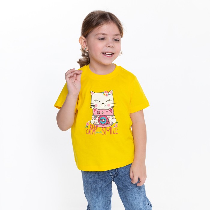 Футболка для девочки, цвет жёлтый, рост 92-98 см