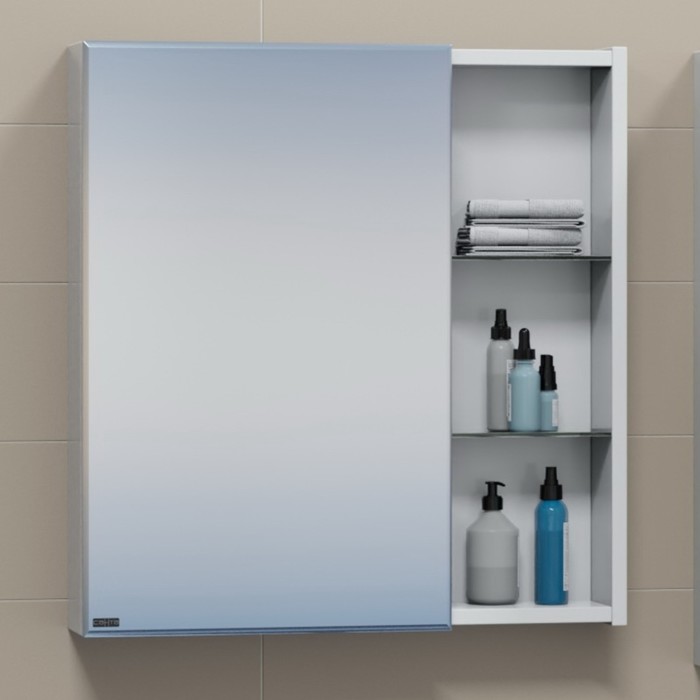 Зеркало-шкаф СаНта «Дублин 70», левый/правый шкаф подвесной белый глянец санта дублин 423001