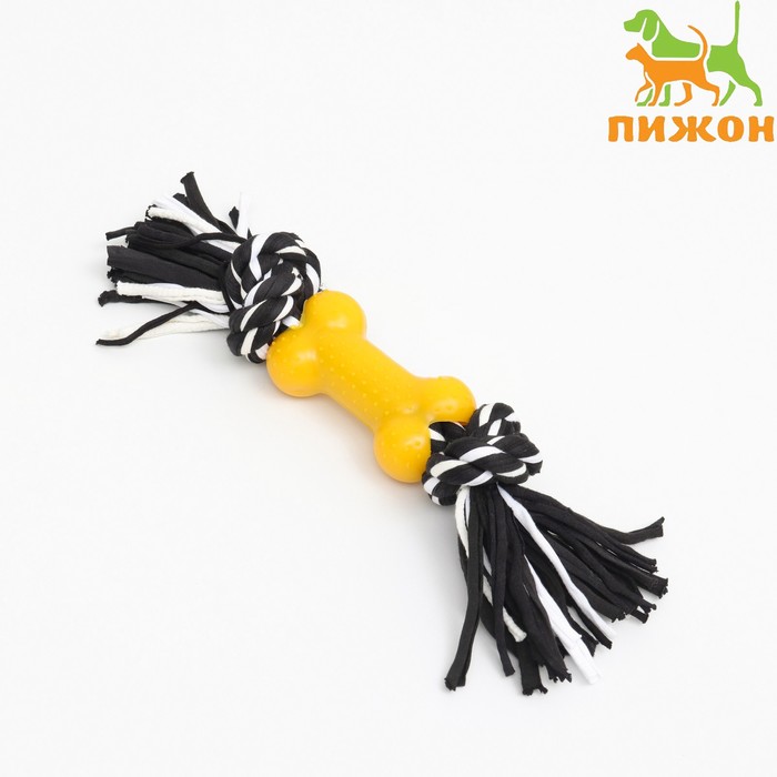 

Игрушка канатная с косточкой, до 105 г, до 25 см, чёрно-жёлтая серия