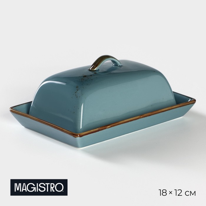 Маслёнка фарфоровая Magistro «Церера», 18×12 см, цвет голубой