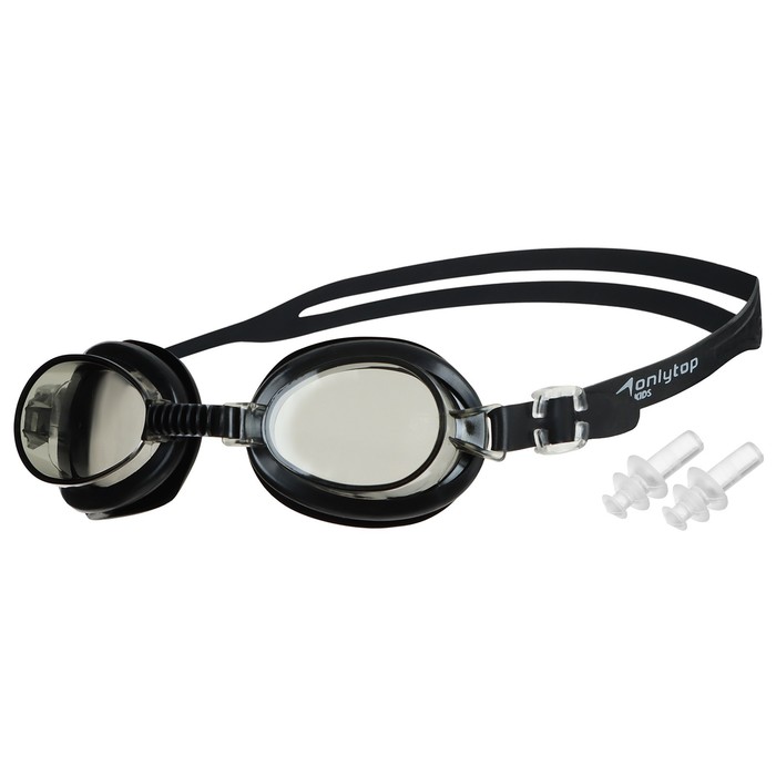 Очки для плавания детские ONLYTOP, беруши, цвет чёрный очки для плавания юниорские stalker цвет чёрный