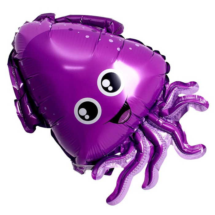 Шар фольгированный 14 Веселый осьминог фиолетовый