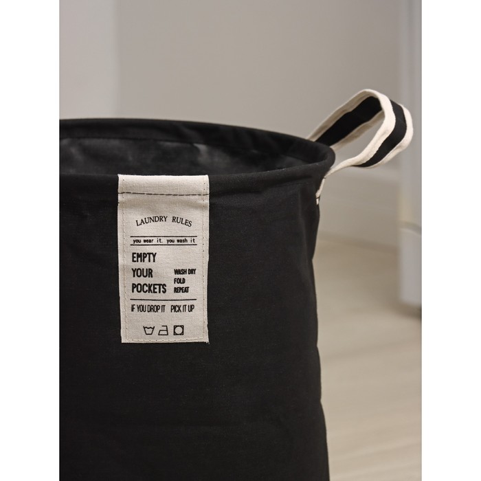 фото Корзина для белья круглая доляна laundry, 35×45 см, цвет чёрный