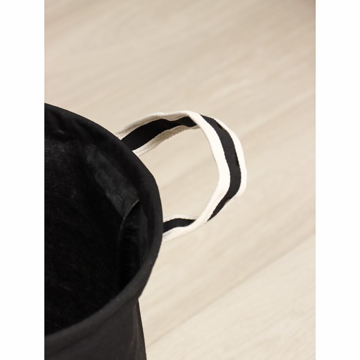 Корзина для белья круглая Доляна Laundry, 35×45 см, цвет чёрный
