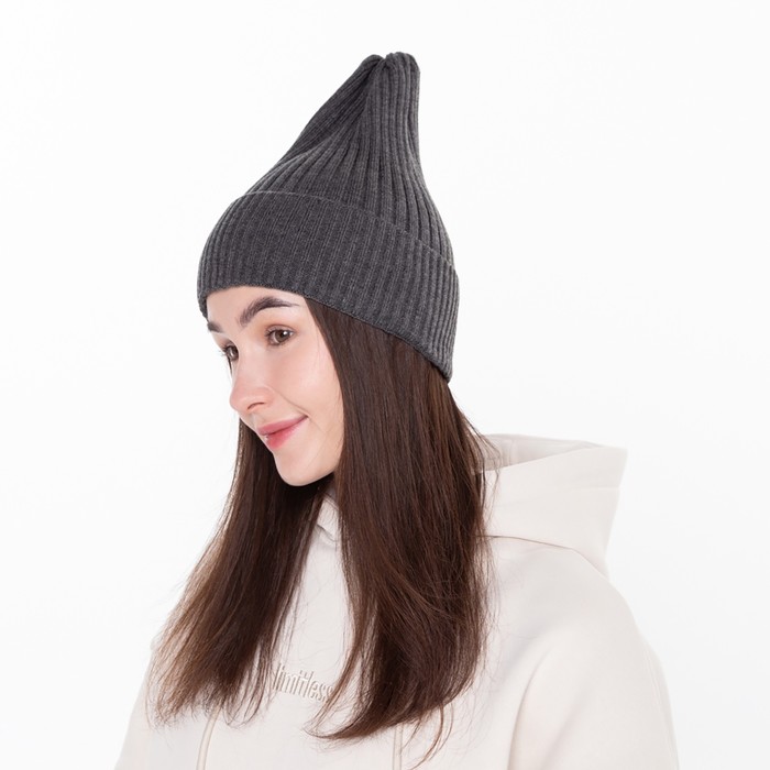 фото Шапка женская демисезонная, цвет т-серый, размер 56-58 hoh loon