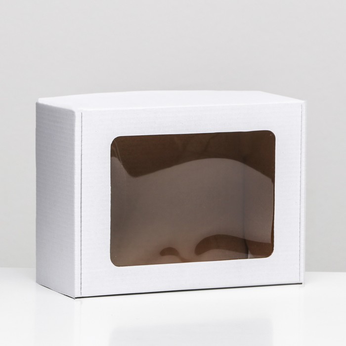 Коробка самосборная, белая с окном, 22 х 16,5 х 9,5 см фото