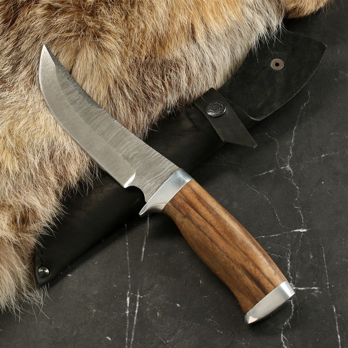Нож туристический Ворон сталь - дамаск, рукоять - орех туристический нож фазан сталь aus8 рукоять эластрон
