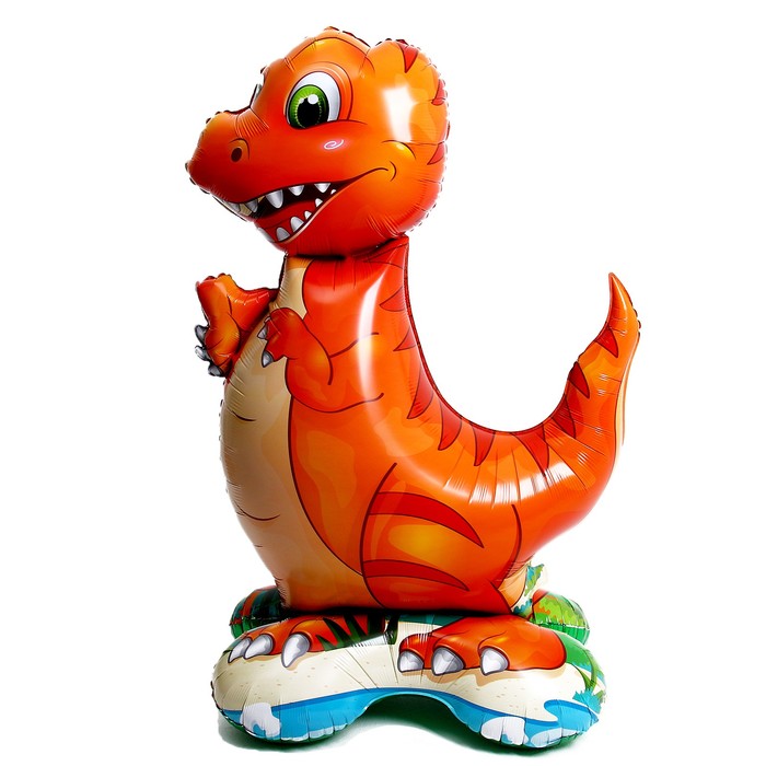 Шар фольгированный 40 «Динозавр», оранжевый, на подставке