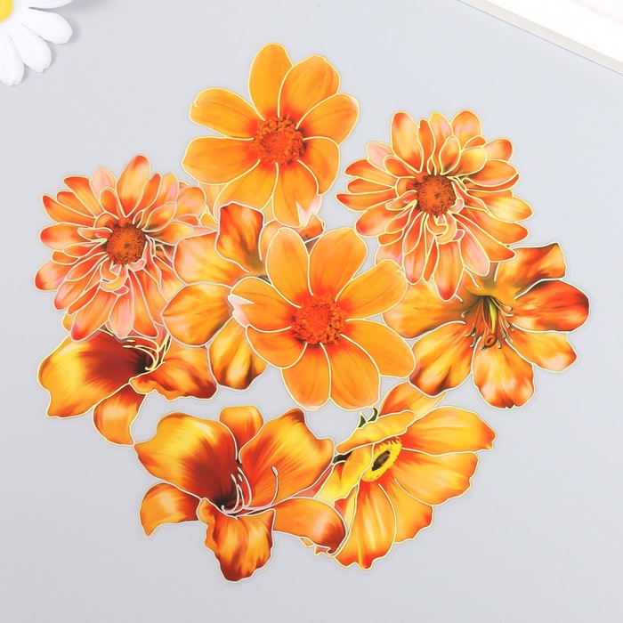 Наклейки для творчества Оранжевые цветы набор 10 шт 0,2х8,5х13,3 см набор для творчества наклейки цветы микс lyx 049