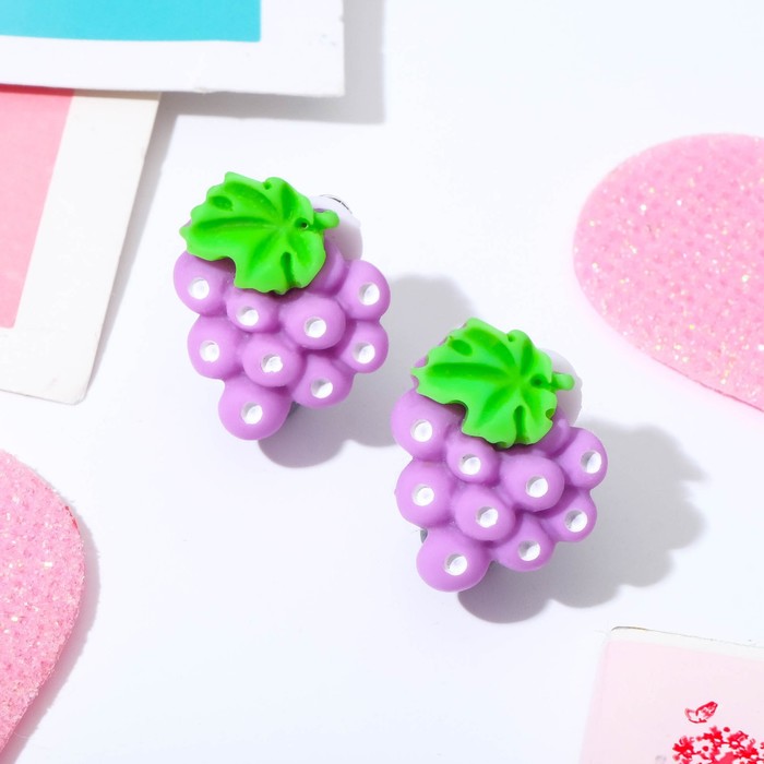 Клипсы детские «Выбражулька» грозди винограда, цвет зелёно-фиолетовый