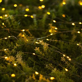 

Гирлянда «Нить» 20 м роса, IP44, серебристая нить, 200 LED, свечение жёлтое, 2 режима, солнечная батарея, УЦЕНКА