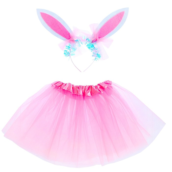 Карнавальный набор «Зайка» 2 предмета: юбка, ободок, цвет розовый карнавальный набор принцесса 2 предмета юбка ободок