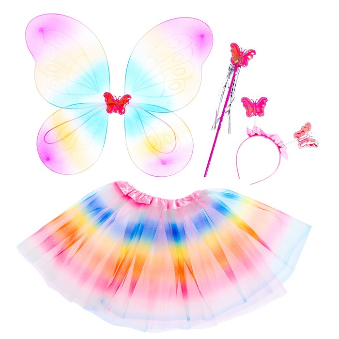 Карнавальный набор «Бабочка» 3 предмета: юбка, крылья, ободок, жезл