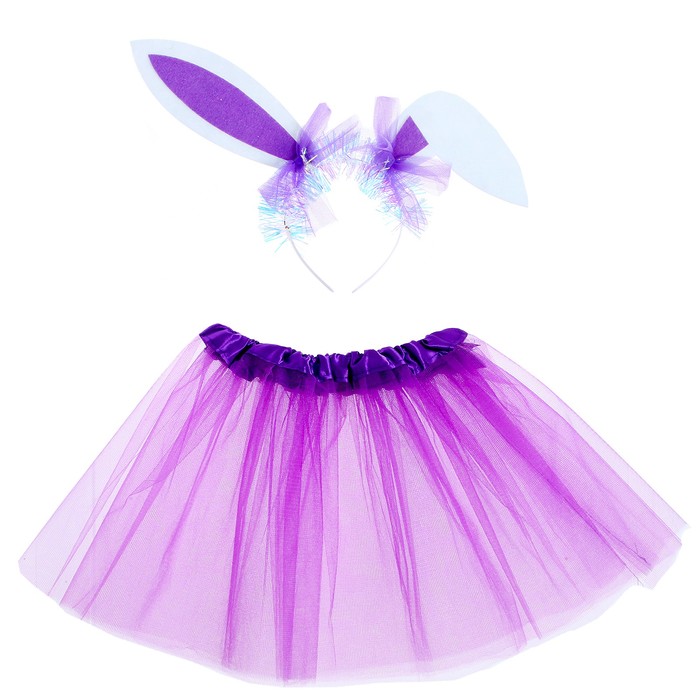 Карнавальный набор «Зайка» 2 предмета: юбка, ободок, цвет фиолетовый карнавальный набор принцесса 2 предмета юбка ободок