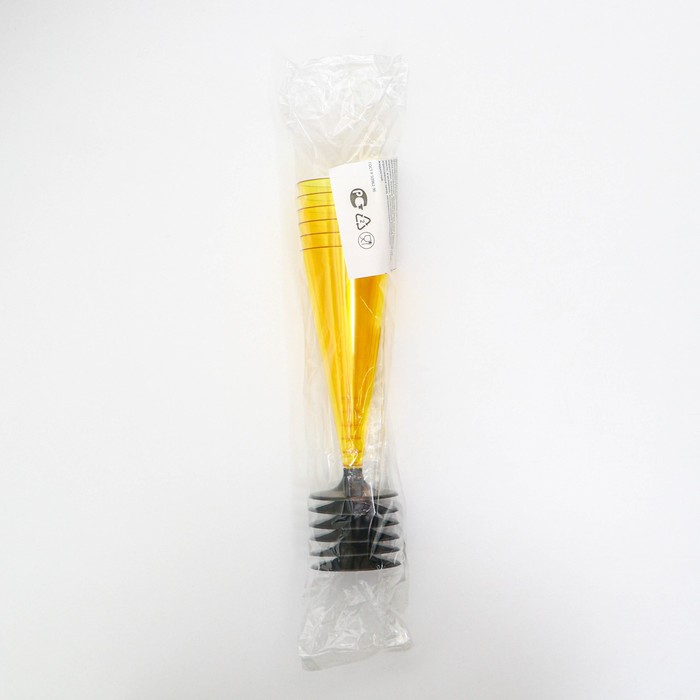 Фужер одноразовый «Конус», 150-180 мл, 6 шт в упаковке, цвет жёлтый с чёрной ножкой