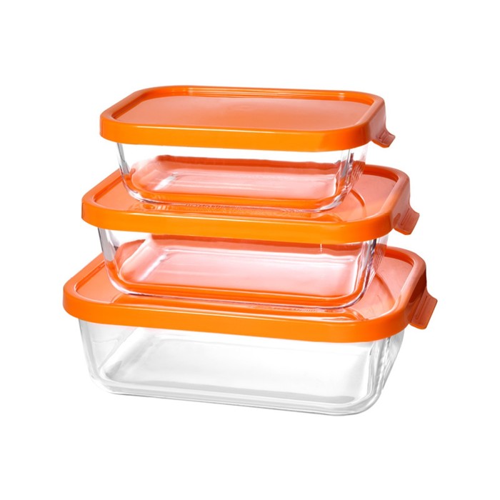 Набор стеклянных контейнеров, цвет оранжевый, 3 шт. набор контейнеров sparkplast biofresh 3 шт