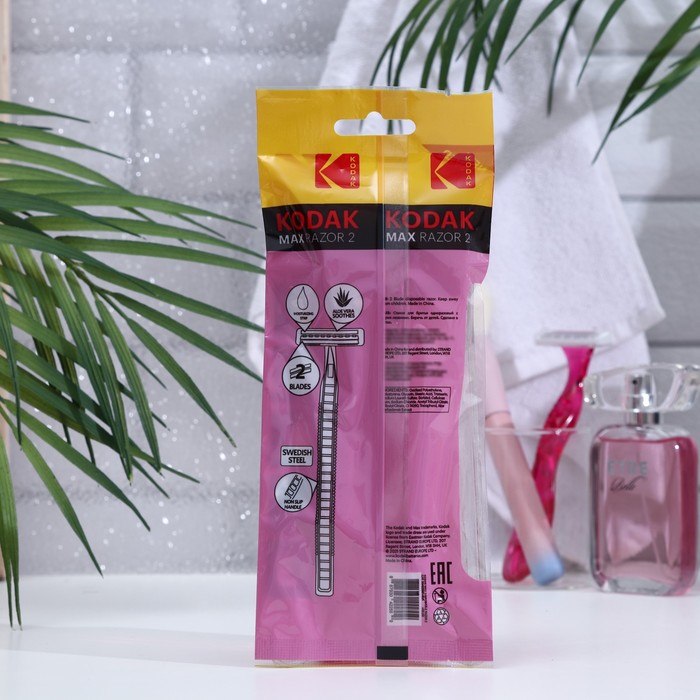 

Станок бритвенный одноразовый женский Kodak Disposable Razor Max 2 розовый 2 лезвия, 3 шт