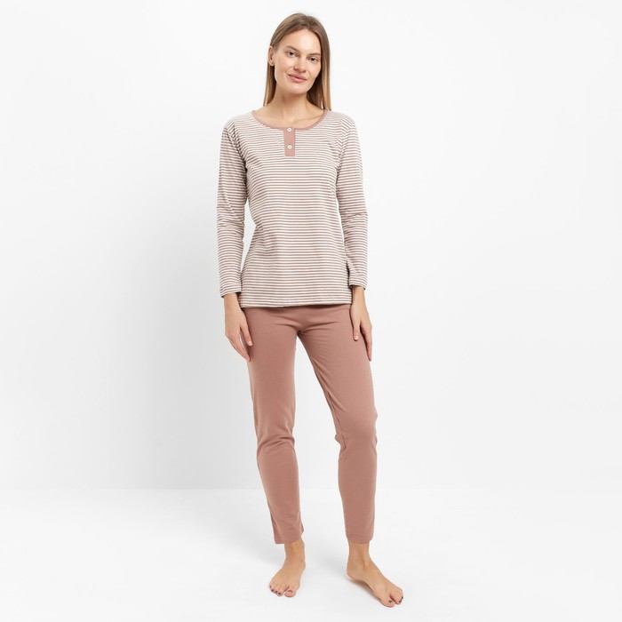 Комплект женский домашний (джемпер/брюки), цвет бежевый, размер 44