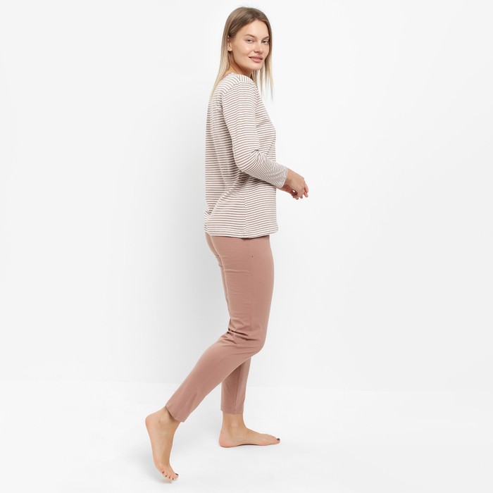фото Комплект женский домашний (джемпер/брюки), цвет бежевый, размер 54 milena